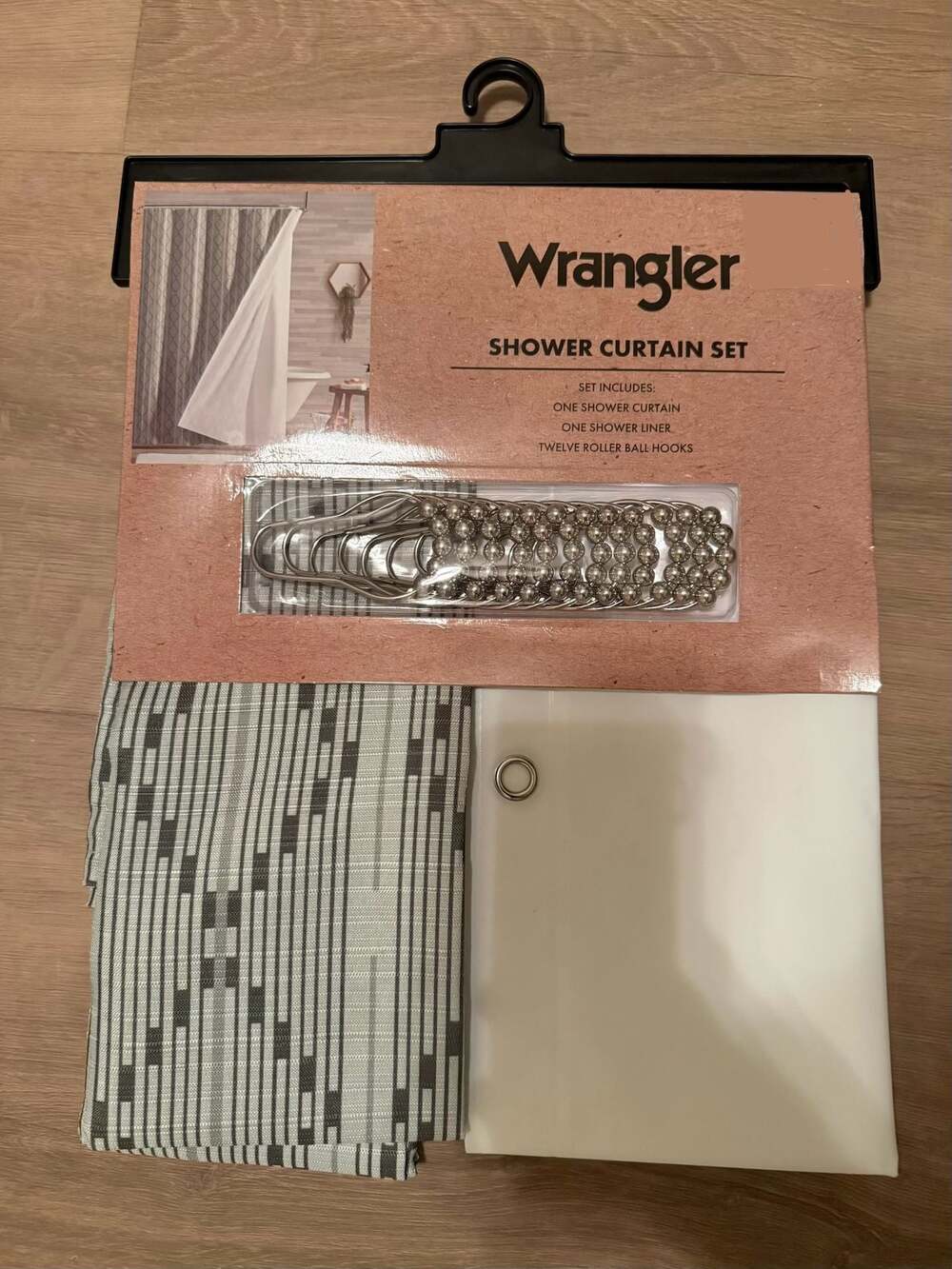 Wrangler Mesa Stripe Green Shower Curtain Set